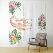 Cute Giraffe Floral Baby shower Foto Booth Prop Wandkleed (In situ)