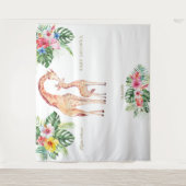 Cute Giraffe Floral Baby shower Foto Booth Prop Wandkleed (Voorkant)