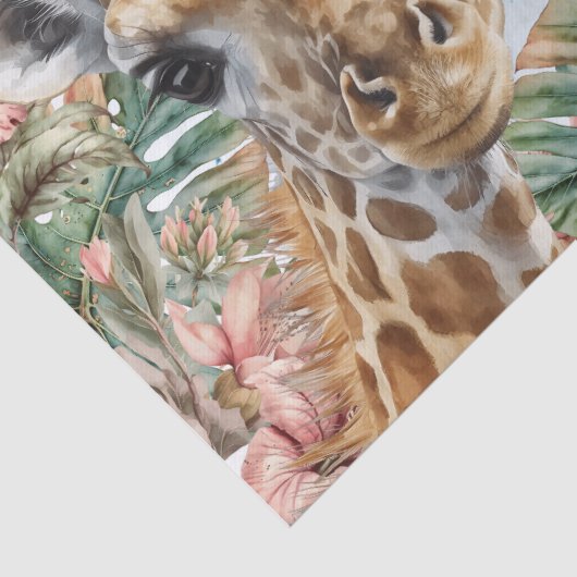 Cute Giraffe Floral Waterverf Tissuepapier (Detail)