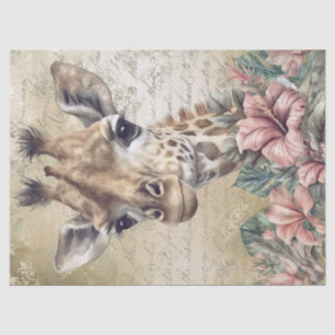 Cute Giraffe Floral Waterverf Tissuepapier