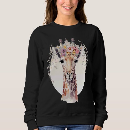 Cute Giraffe Flower Crown Africa Safari Animal Trui (Voorkant)