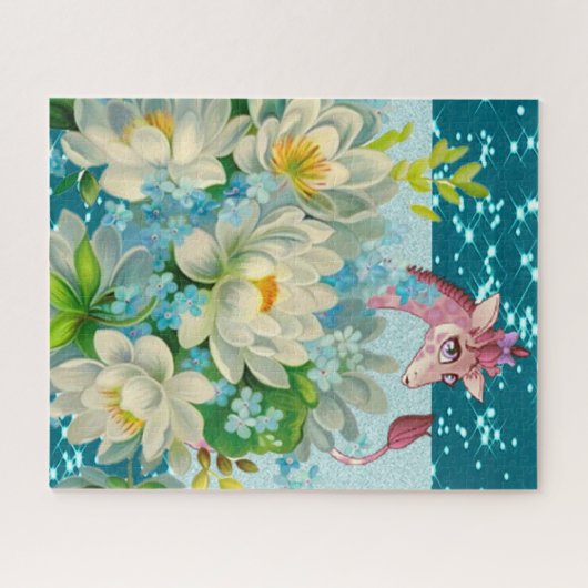 Cute Giraffe Flowers Legpuzzel (Horizontaal)