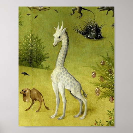 Cute Giraffe Garden Earthly Delights By Bosch Poster (Voorkant)