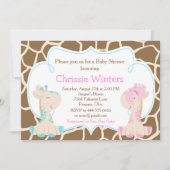Cute Giraffe Gender onthullen of Twins Baby shower Kaart (Voorkant)