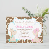 Cute Giraffe Gender onthullen of Twins Baby shower Kaart (Staand voorkant)