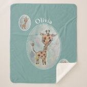 Cute Giraffe Gepersonaliseerd Sherpa Deken (Voorkant)