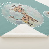 Cute Giraffe Gepersonaliseerd Sherpa Deken (3/4)