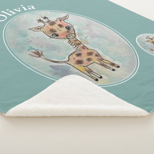 Cute Giraffe Gepersonaliseerd Sherpa Deken (3/4)