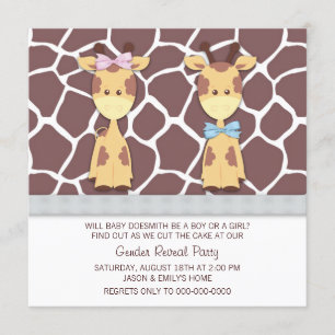 Cute Giraffe Geslacht Reveal Feest Kaart