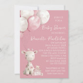 Cute Giraffe Girl Baby Shower Invitation Kaart (Voorkant)