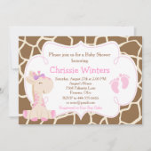 Cute Giraffe Girl Pink Baby shower Kaart (Voorkant)