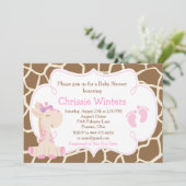 Cute Giraffe Girl Pink Baby shower Kaart (Staand voorkant)
