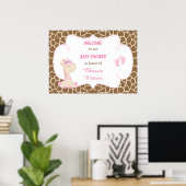 Cute Giraffe Girl Pink Baby shower Poster (Thuiskantoor)