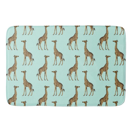 Cute Giraffe Gold en Mint Badmat (Voorkant)