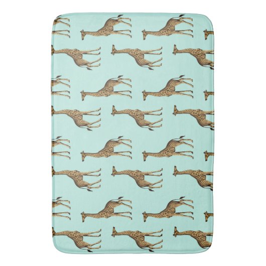 Cute Giraffe Gold en Mint Badmat (Voorkant Verticaal)