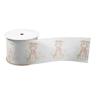 Cute Giraffe Gold Foil Glitter Girl Baby shower Satijnen Lint