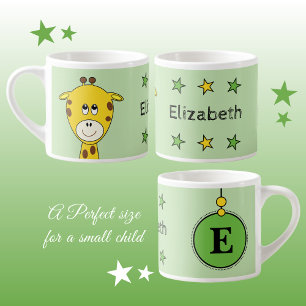 Cute giraffe green yellow with sterren child's espresso kop
