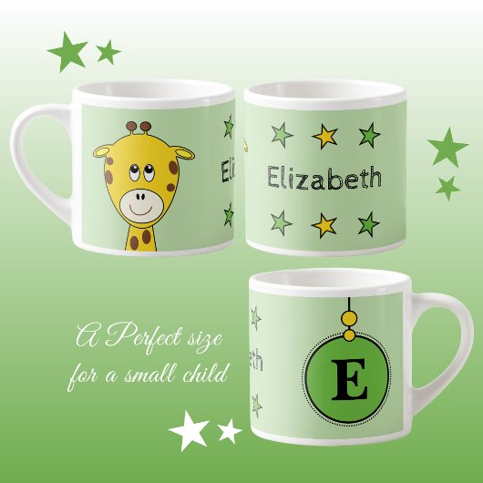 Cute giraffe green yellow with sterren child's espresso kop
