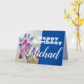 Cute Giraffe Happy Birthday Boys chili Name Card Kaart (Gele Bloem)