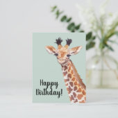 Cute Giraffe Happy Birthday Briefkaart (Staand voorkant)