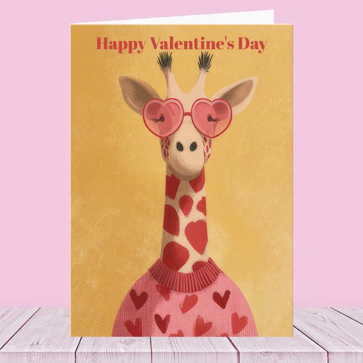 Cute Giraffe Hartjes Pullover Valentijnsdag Kaart