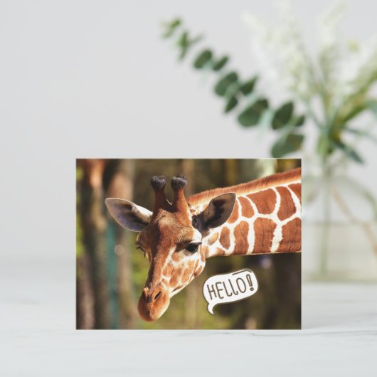 Cute Giraffe Head Hallo Briefkaart (Staand voorkant)