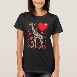 Cute Giraffe Heart Tall Couples Valentine Zoo Anim T-shirt