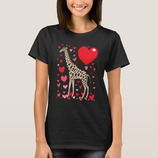 Cute Giraffe Heart Tall Couples Valentine Zoo Anim T-shirt (Voorkant)