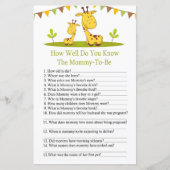 Cute giraffe Hoe goed ken je het baby shower spel? (Voorkant)
