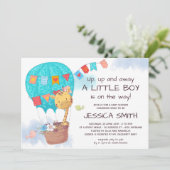 Cute Giraffe Hot Air Ballon Baby shower Kaart (Staand voorkant)
