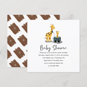 Cute Giraffe Illustration Baby shower Invitation Kaart