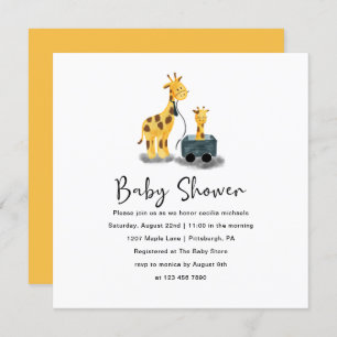 Cute Giraffe Illustration Baby shower Invitation Kaart