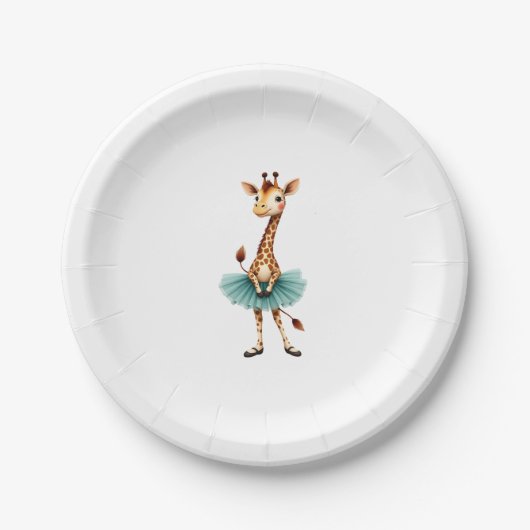 Cute giraffe in a tutu dancing as a ballerina, gif papieren bordje (Voorkant)