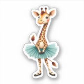 Cute giraffe in a tutu dancing as a ballerina, gif sticker (Voorkant)