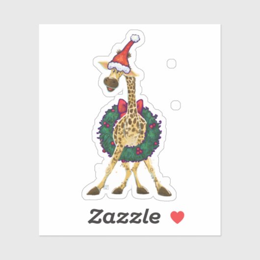 Cute Giraffe in een Santa Hat Sticker (Vel)
