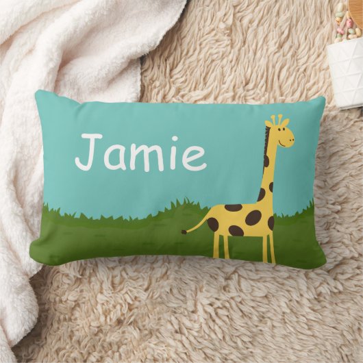 Cute Giraffe in Grass Personalized Sierkussen Kussen (Deken)