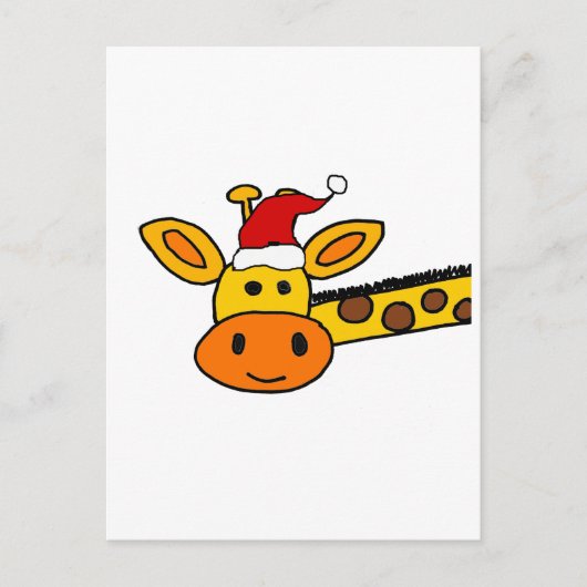 Cute Giraffe in Santa Hat-kerstCartoon Briefkaart (Voorkant)