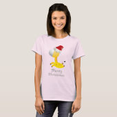 Cute Giraffe in Santa Hat T-shirt (Voorkant volledig)