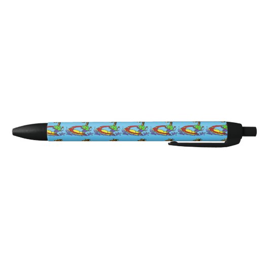 Cute Giraffe Jet Skiing Cartoon Zwarte Inkt Pen (Bodem)