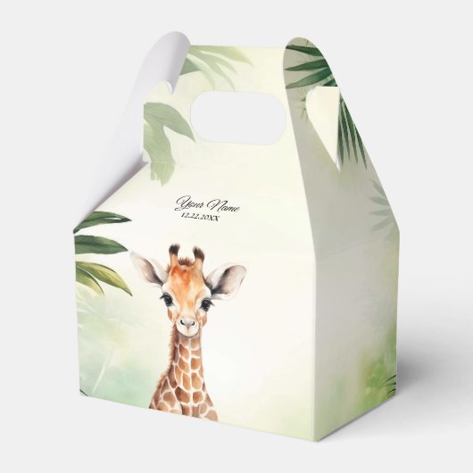 Cute Giraffe Jungle Baby Shower Party Beautiful Bedankdoosjes (Achterkant)