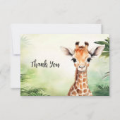 Cute Giraffe Jungle Baby Shower Party Beautiful Bedankkaart (Voorkant)