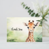 Cute Giraffe Jungle Baby Shower Party Beautiful Bedankkaart (Staand voorkant)