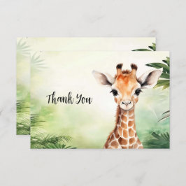 Cute Giraffe Jungle Baby Shower Party Beautiful Bedankkaart
