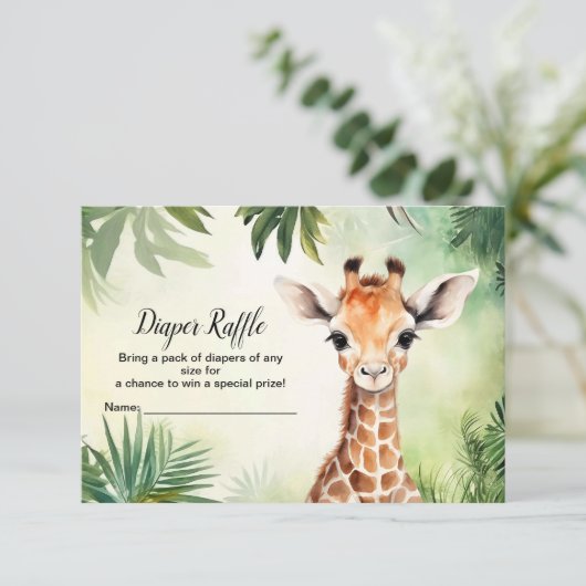 Cute Giraffe Jungle Baby Shower Party Beautiful Informatiekaartje (Staand voorkant)