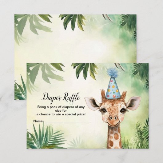 Cute Giraffe Jungle Baby Shower Party Beautiful Informatiekaartje (Voorkant / Achterkant)