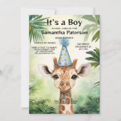 Cute Giraffe Jungle Baby Shower Party Beautiful Kaart (Voorkant)