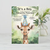 Cute Giraffe Jungle Baby Shower Party Beautiful Kaart (Staand voorkant)