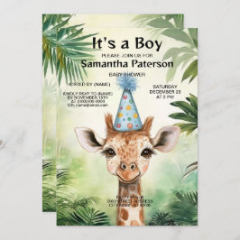 Cute Giraffe Jungle Baby Shower Party Beautiful Kaart