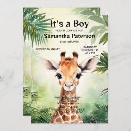 Cute Giraffe Jungle Baby Shower Party Beautiful Kaart