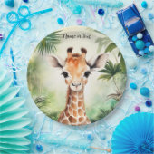 Cute Giraffe Jungle Baby Shower Party Beautiful Pa Papieren Bordje (Feest)